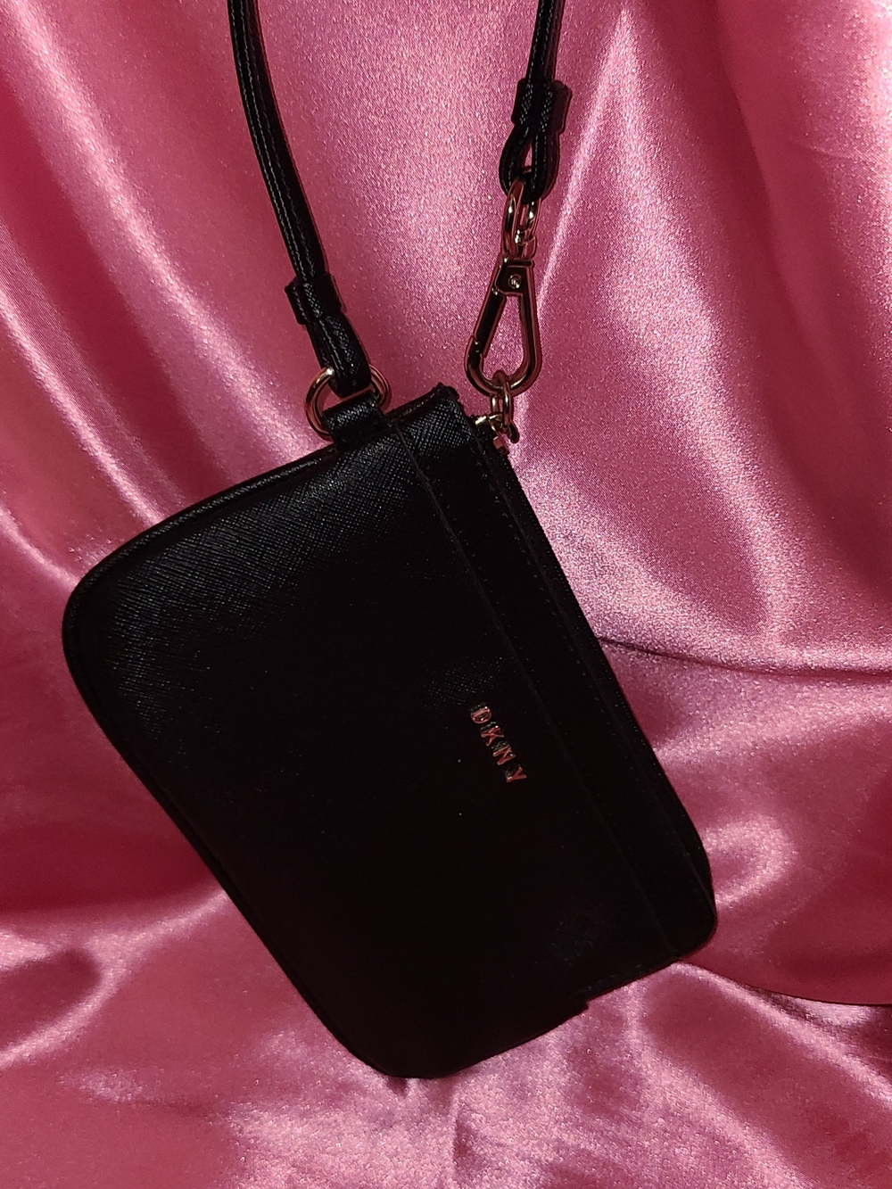 DKNY Black  Wristlet with Gold Accent